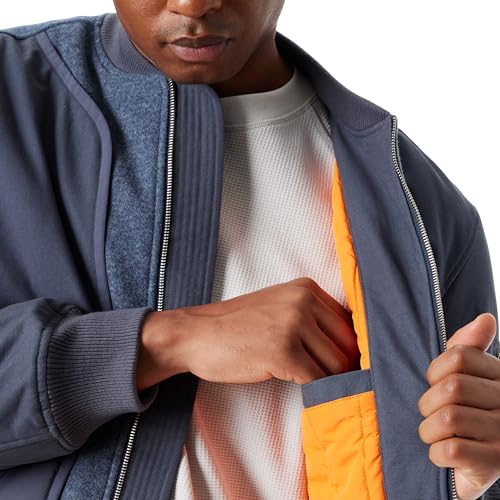 Image of BASS OUTDOOR Men's Hero Mix Media Zip Up Front Bomber Jacket With Sleeve Pocket Standard