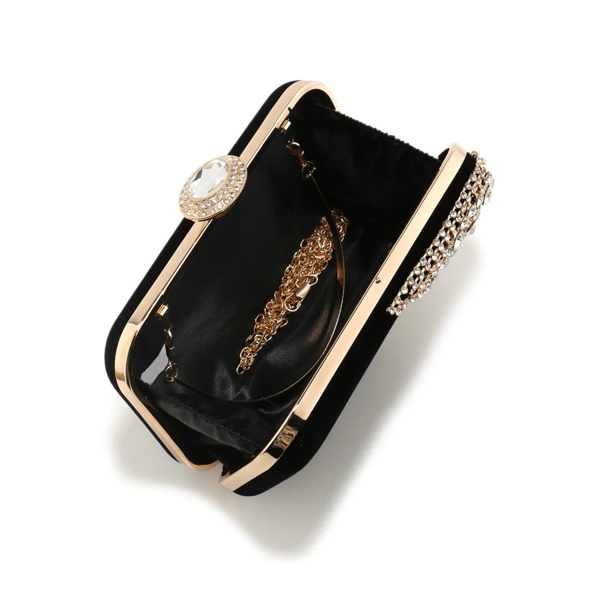 Borse da sera donna dal design cavo in velluto con glitter for, pochette for festa di nozze, catena diamanti Per Banchetti E Feste