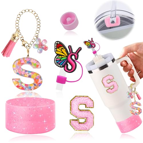 AiScrofa Stanley Cup Accessories Set of 6 PCS, Pink Glitter