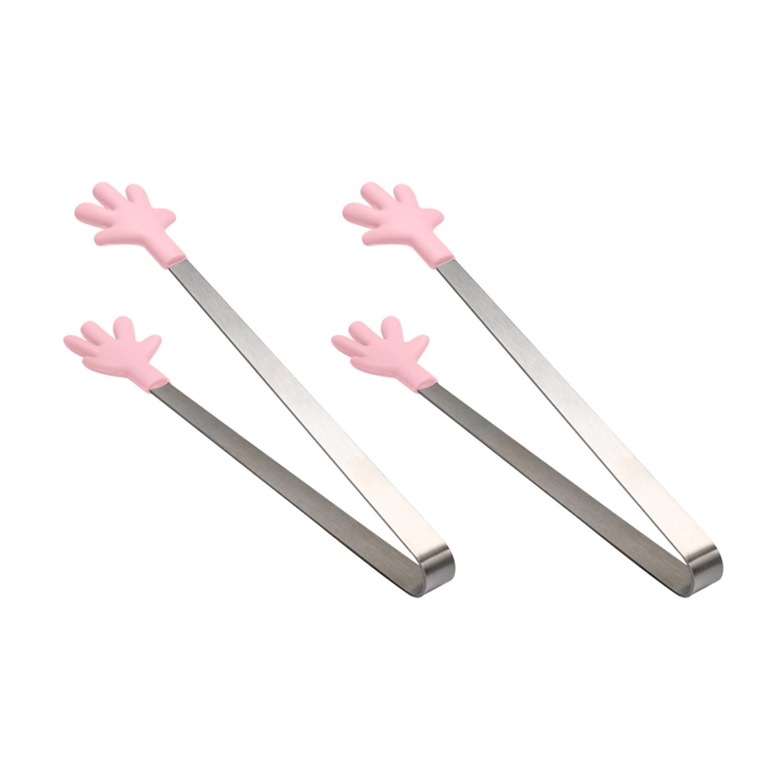 2Pcs Mini Silicone Ice Cube Clip, Heart Glove Hand Shape Food Serving Tongs, Food Grade Stainless Steel Kitchen Tongs