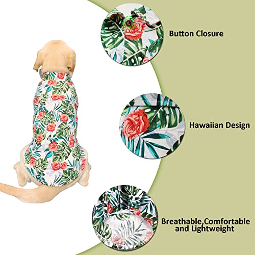 Image of HDKUW Large Dog Hawaiian Costume, Dog's Cool T-Shirts Summer Clothes, Hawaiian Shirt for Dogs, Design for Summer Luau Style Beach Camp Vacation 4XL