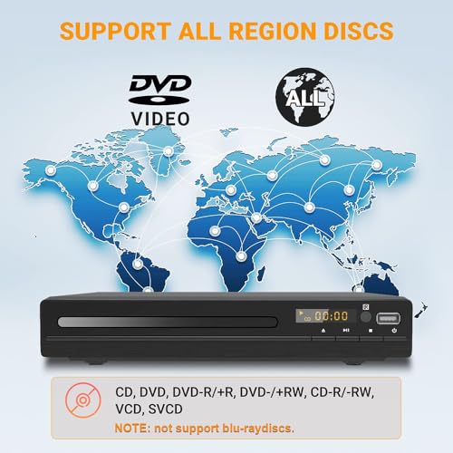 Image of DVD Player, HDMI Region Free DVD Players for Smart TV, 1080P Upscaling