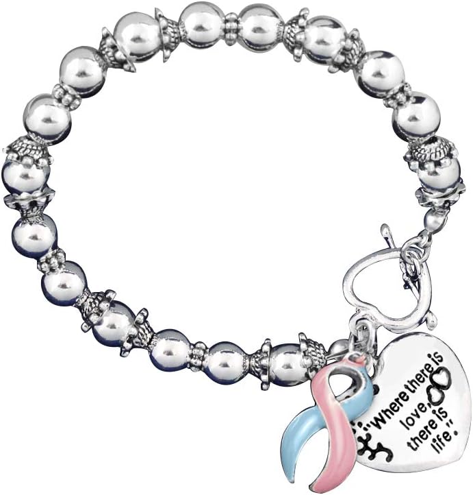 Fundraising For A Cause Where There is Love Pink & Blue Ribbon Bracelet in a Bag