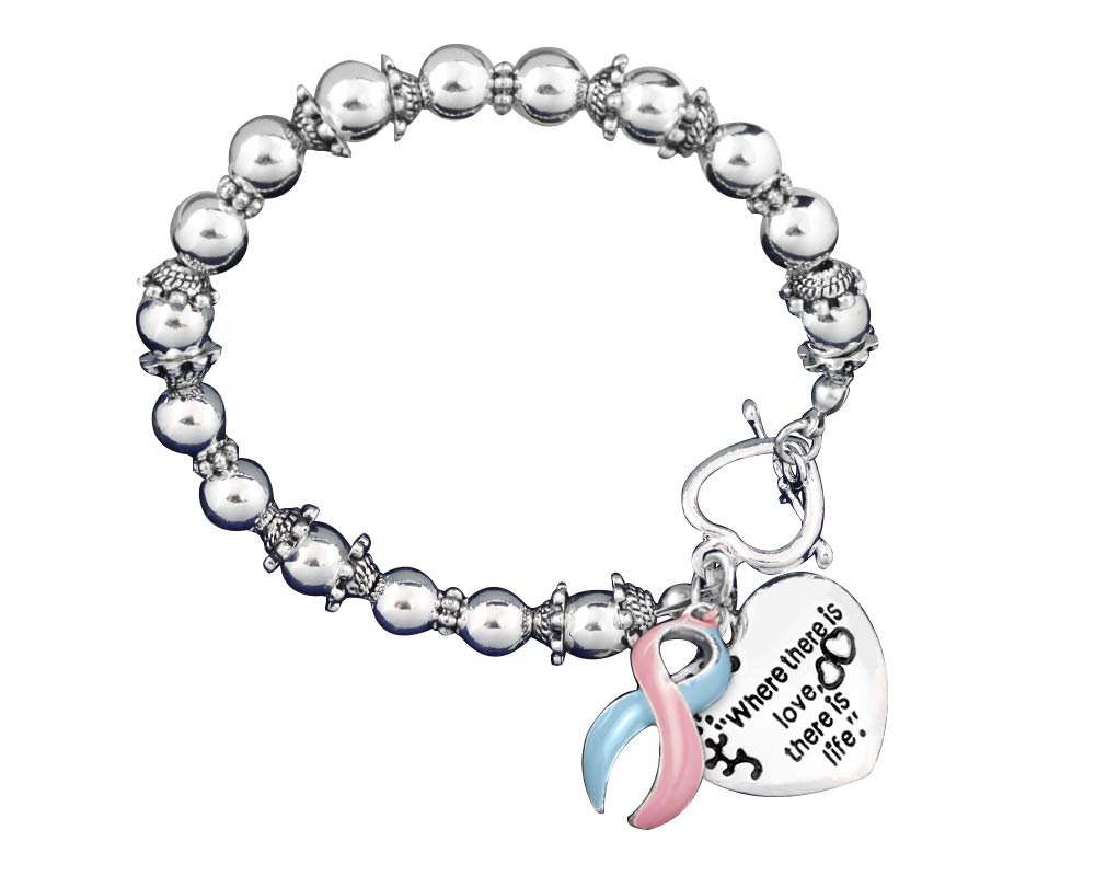 Fundraising For A Cause Where There is Love Pink & Blue Ribbon Bracelet in a Bag