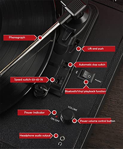 Platine Vinyle Audio Phonographe à Haut-Parleur Bluetooth Vintage Tourne-Disque LP, Entraînement par Courroie à 3… - Les Beatles, Paul McCartney, John Lennon, RIngo Starr, George Harrison Platine Vinyle Audio Phonographe à Haut-Parleur Bluetooth Vintage Tourne-Disque LP, Entraînement par Courroie à 3… – Image 6