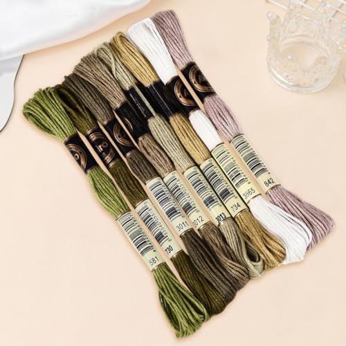 Image of 70 Yards 8 Skeins Gradient 6 Strands Matcha Green Polyester Embroidery Thread Cross Stitch Floss Variegated Friendship Bracelet String Assorted Bulk for Hand Sewing Making Knitting Supply