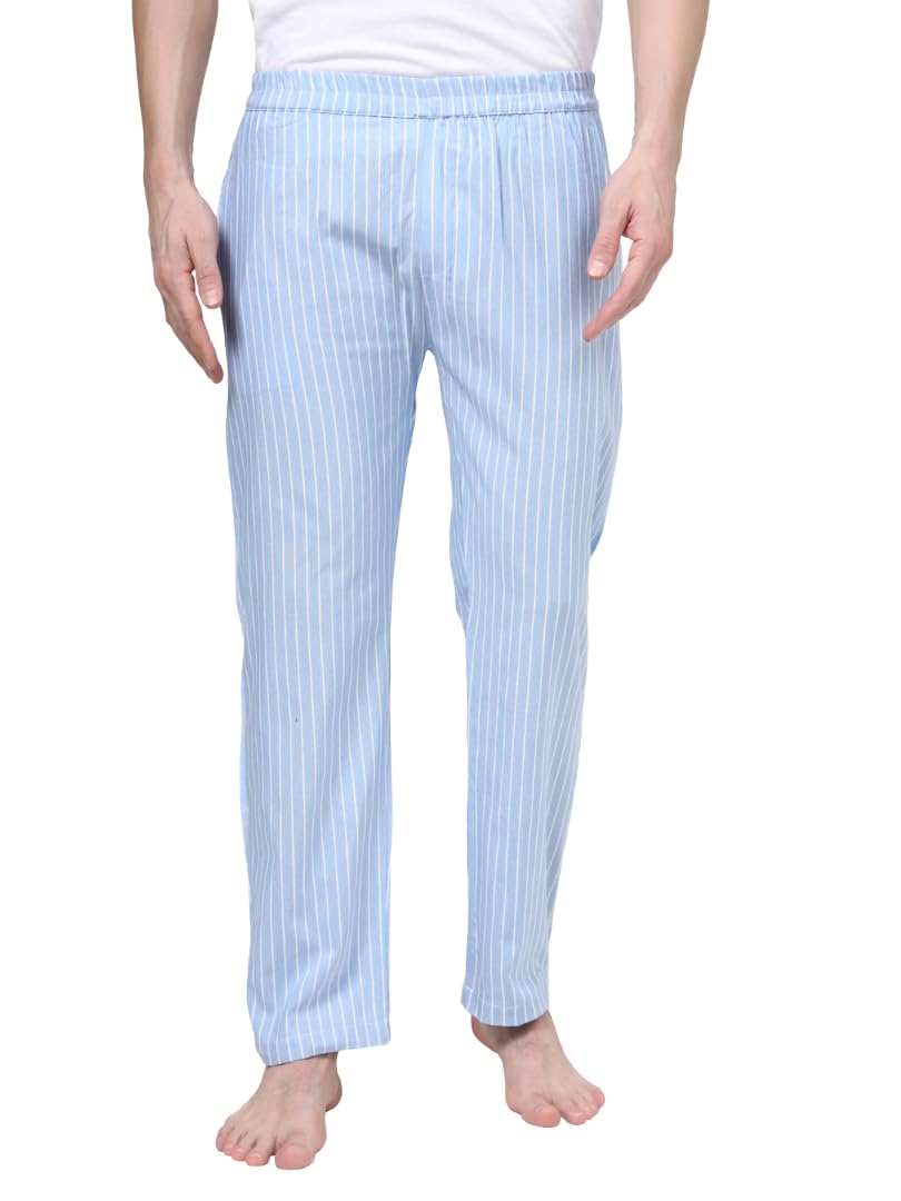 neudis Men’s Striped Cotton Lounge Pant | Blue & White Vertical Stripe Pajama for Men-picture-15