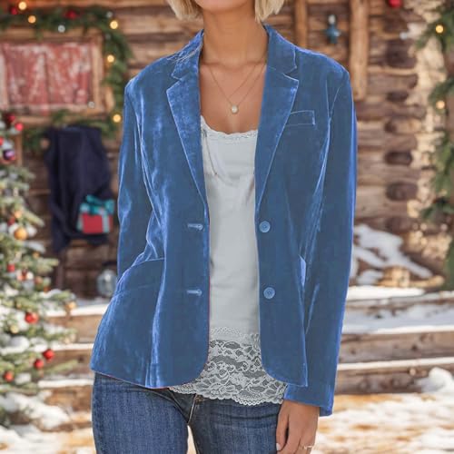 Women's Short Button Velvet Blazers Dressy Business Work Cropped Blazer Suit Jackets for Women Casual Cardigan2
