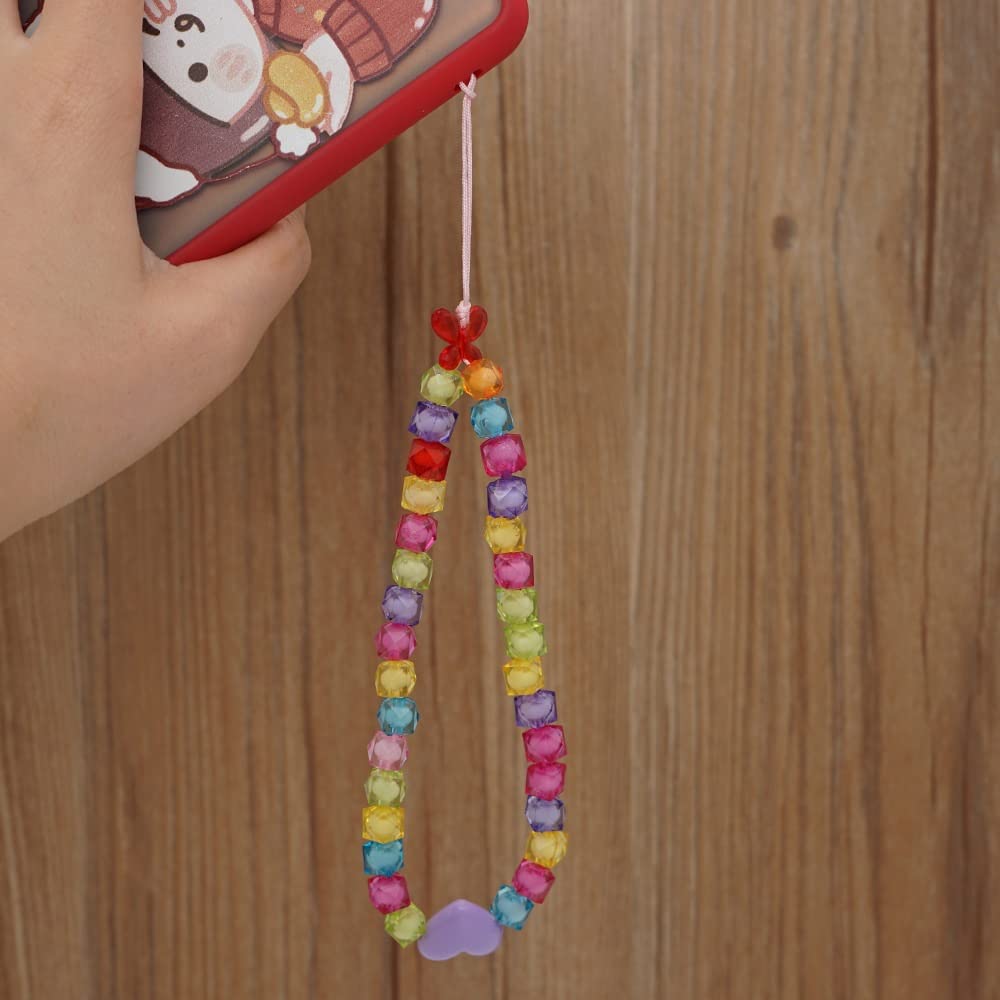 Étnico Viento Personalizado acrílico Color Caramelo Cadena de teléfono Celular Mujer cordón de teléfono Celular joyería de Mano (Gris Claro Gris Claro)