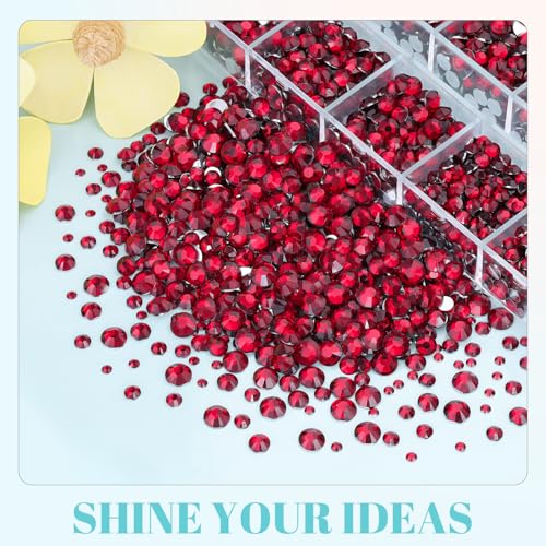 Image of 6100Pcs Resin Rhinestones for Crafting with 2Pcs 10ml B7000 Jewelry Glue, 1 Box Flatback Crystals Diamond (Dark Red) for Bedazzling Crafts DIY Nail Art,Non Hotfix Gems for Clothing Shoes Tumblers