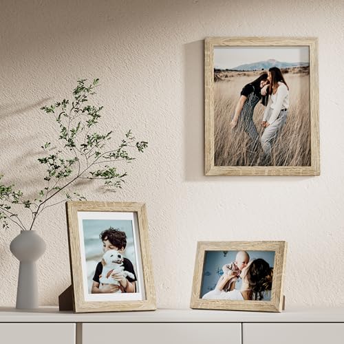 Image of Vittanly Picture Frames Set of 10, Picture Frames Collage Wall Decor with Two 8x10, Four 5x7, and Four 4x6 Photo Frames, Gallery Wall Frame Set for Wall or Tabletop Display, Light Wood