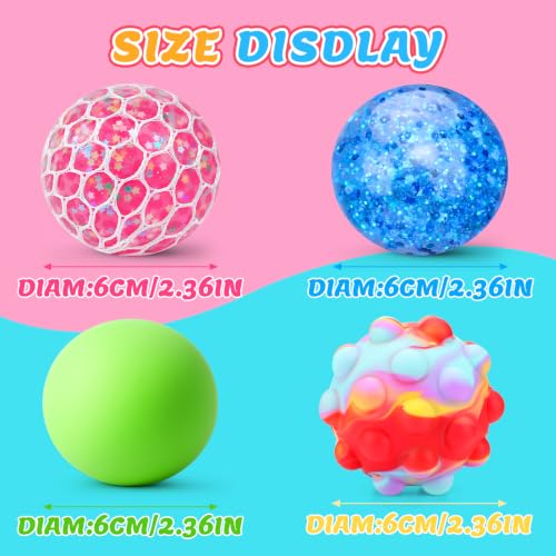 Image of Stress Balls 4 Pack for Adults and Kids, Squeeze Squishy Fidget Toys