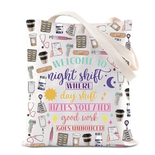 KUIYAI Night Shift Nurse Tote Bag Nurse Appreciation Gift Emergency Nurse Gift Healthcare Worker Gift Student Graduation Gift