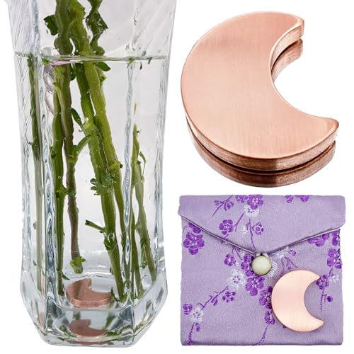 HaoTuJoho Alternative Flower Food for Fresh Cut Flowers Copper Charm Keeps Vase Water Clear Moon-Shaped 1 Pcs