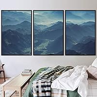 3 Piece Framed Canvas Wall Art Abstract Mountain Top Landscape Canvas Prints Home Artwork Decoration for Living Room,Bedroom - 16