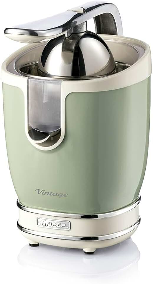 Ariete 413, Espremedor de Frutas Professional Com Alavanca Vintage Verde, 2 Cones para Frutas grandes e pequenas, Bico Anti-Gotejamento, Motor Silencioso - 85Wats - 127V