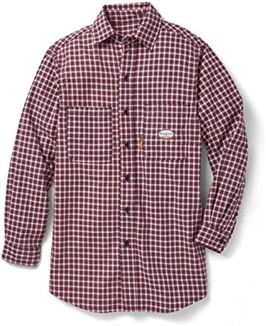 Rasco Fire Retardant RED PLAID Dress Shirt 7.5 oz, Medium Long