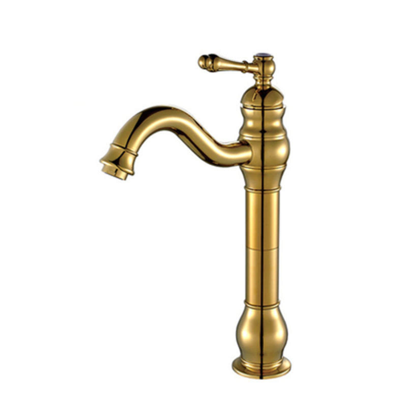 Robinet de vanité vintage doré à poignée unique pour rénovation de charme