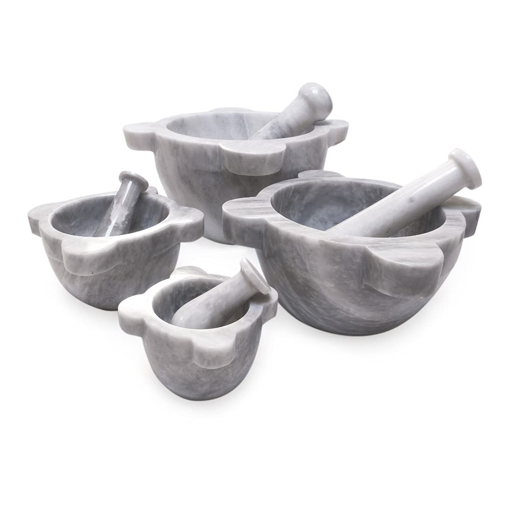 Mortaio da Cucina o Farmacia con Pestello in Marmo Marble Mortar with Pestle Art Decor D.20cm