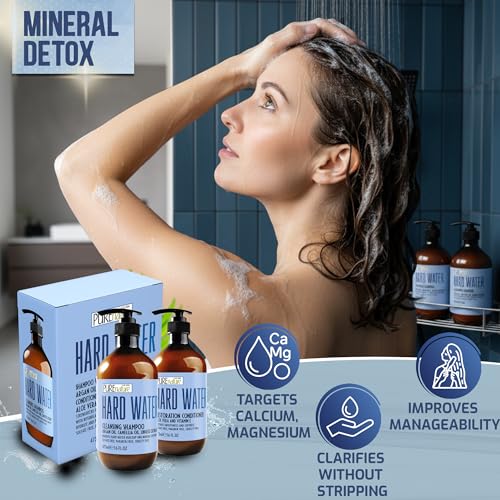 Image of Hard Water Shampoo and Conditioner Set - Sulfate Free and Paraben Free Chelating Action - Moisturizing Professional Formula for Women and Men - Hydrating Swim Safe Formula - 16 Fl Oz (Set of 2)