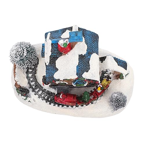 PRETYZOOM Led Christmas Decoration Resin Luminous House Snow Scene Villa Xmas Decorative Prop