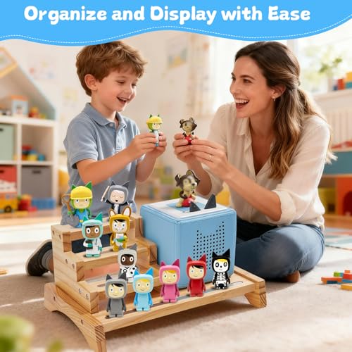 Image of for Tonies Box Organizer Shelf, 3-Tier Tonies Magnetic Shelf Compatible with Toniesbox 1 and Toniesbox 2, Desktop Display Storage Rack for 10-15 Tonies Figures Characters Compatible Charging Station