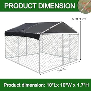 Outdoor-Dog-Kennel-with-Roof-Dog-House-Steel-Fence-with-Waterproof-UV-Resistant-Cover-Dog-Enclosures-for-Backyard-Farm-Use98-98-56FT - Cucciolini Doodles   Outdoor-Dog-Kennel-with-Roof-Dog-House-Steel-Fence-with-Waterproof-UV-Resistant-Cover-Dog-Enclosures-for-Backyard-Farm-Use98-98-56FT