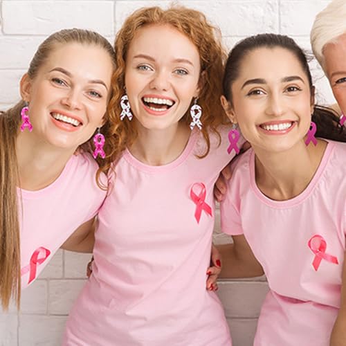 4Pairs Breast Cancer Earrings for Women Pink Ribbon Breast Cancer Gifts Breasts Cancers Awareness Accessories2