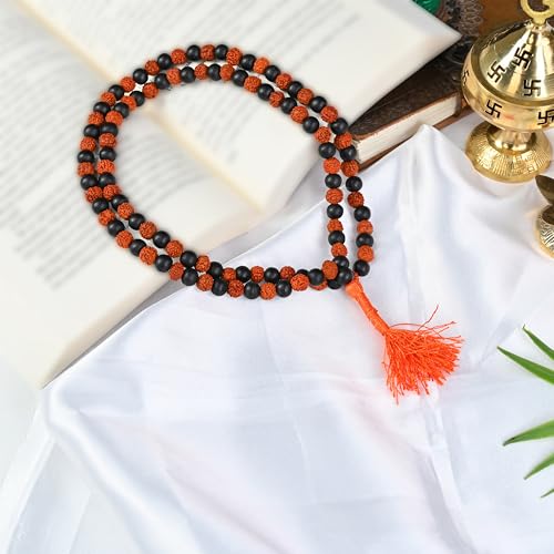 Image of ZAICUS Karungali Rudraksha Mala for Meditation, Yoga & Jap with Ebony Wood Beads | 108+1 Beads Mantra Chanting Rosary | 8mm Spiritual Mala for Men & Women