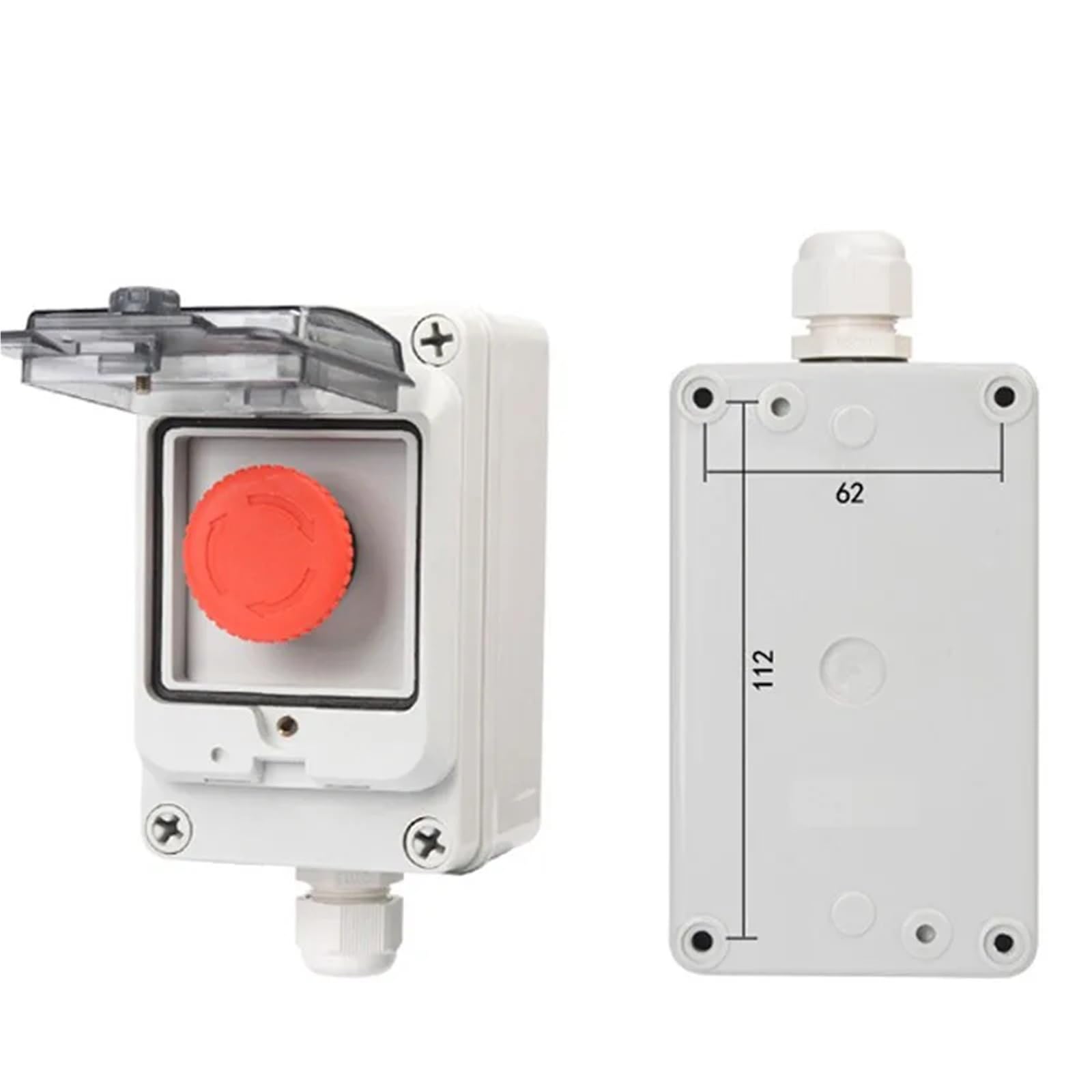 Caja de Control de parada de emergencia 1NO 1NC /2NC, interruptor de botón for exteriores, cinta de Cassette, 1 Uds.(2,2NC)