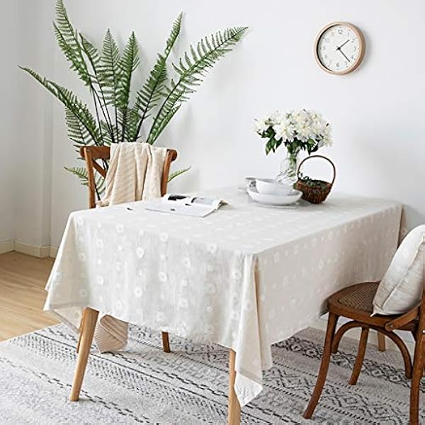 Tablecloths Handmade Simple Washable Cotton Linen Table Cloth Decorative Tablecloth Wrinkle Free Rectangular Table Cloth For Kitchen Dinning Party 3 Colors