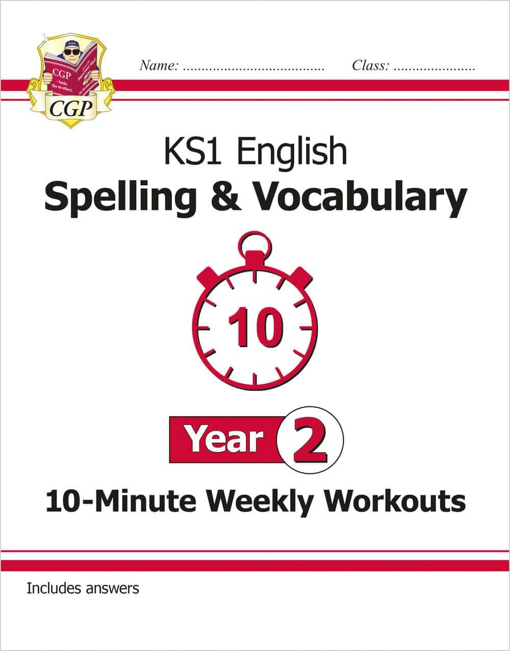 Coordination Group Publications Ltd (CGP) KS1 English 10-Minute Weekly Workouts - Spelling & Vocabulary - Year 2
