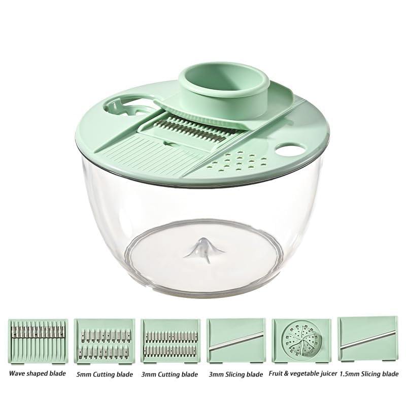 6 In 1 Salad Spinner, Large Salad Spinner with Vegetable Chopper, Multi-Use Lettuce Spinner, Fruit Washer, Wash, Spin and dry Salad Greens, Fruits & Vegetables, Kitchen Tools, Drain,5 Quart