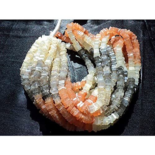 LKBEADS Moonstone Heishi Beads, Multi Moonstone Beads, 5mm Beads, Heishi Spacer Bead, Heishi Bead, 8 Inch Strand