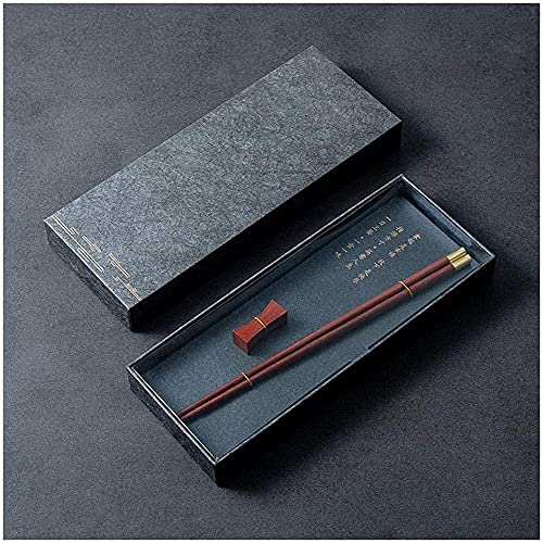 Essstäbchen, Wiederverwendbare Essstäbchen aus Metall, Essstäbchen aus natürlich Geschenkbox, Wiederverwendbare Essstäbchen mit Halter, für Gourmets in der Küche, Esszimmer, 25 cm (Farbe: A)