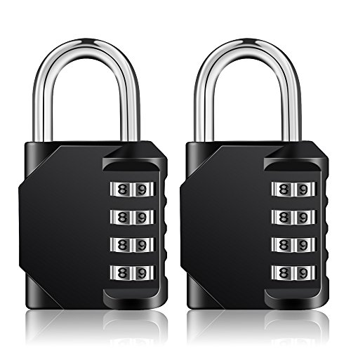 Image of ZHEGE Combination Lock Outdoor 2 Pack, 4 Digit Combination Padlock (Black) | Resettable, Weatherproof, Lock for Gym, School, Gates, Doors, Hasps Storage