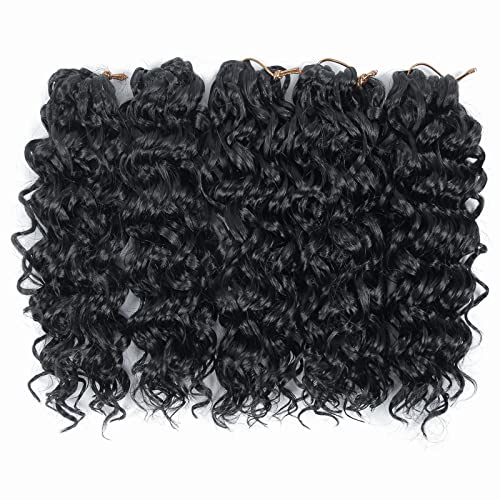 Gogo Curl Crochet Hair For Black Women Short Beach Curl Crochet Hair Bohemian Crochet Braids Natural Black Deep Wave Braiding Hair Extensions (10Inch,5Packs,1B) #TOP1