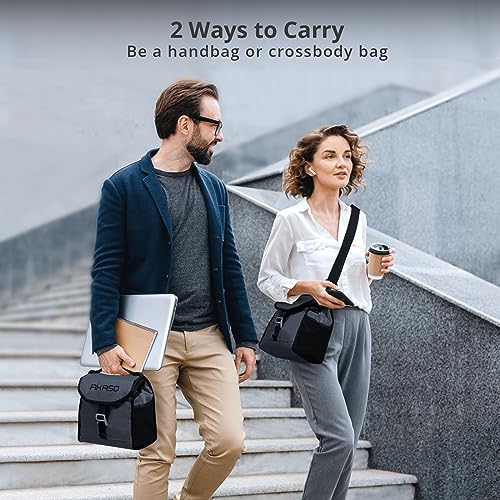 Image of AKASO Insulated Cooler Lunch Bag Packable Lunch Box 12 Can Cooler Bag with Adjustable Shoulder Strap for Office Picnic, Blue