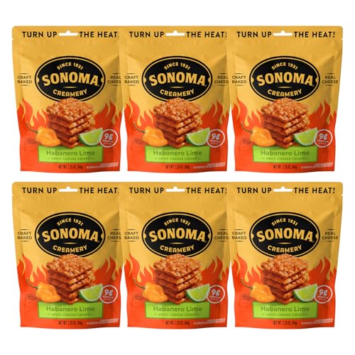 Sonoma Creamery - Cheese Crisps, Habanero Lime, 2.25 Oz (6 Count) | Savory Snack Cracker | High Protein | Low Carb | Gluten Free | Wheat Free