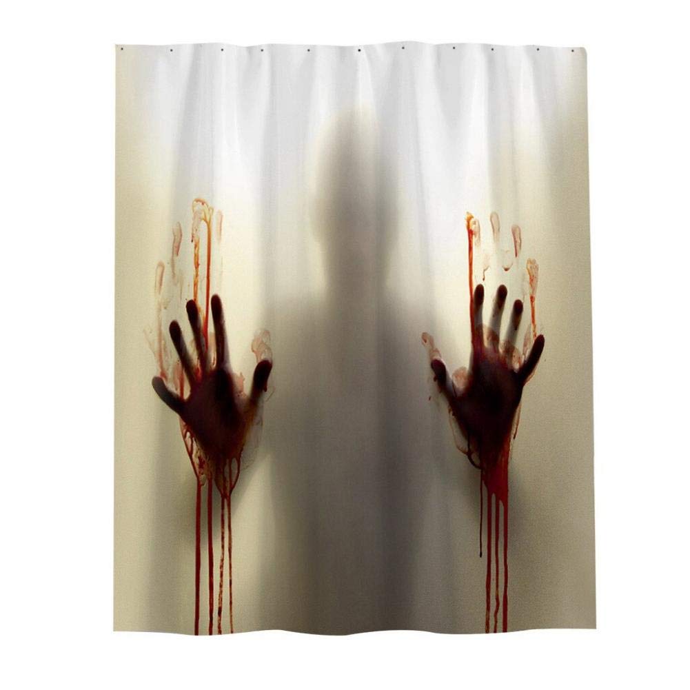 Lankater Black Distinctive Bloody Shower Curtain, Halloween Horror Scary Bathroom Curtain, Waterproof, Mould Proof, 150X180cm