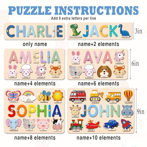 Image of Easter Wooden Name Puzzle - Personalized Puzzles for Toddlers Ages 1-3, Montessori Educational Learning Toy, Perfect Easter Egg Hunt Gift for Baby Boys & Girls