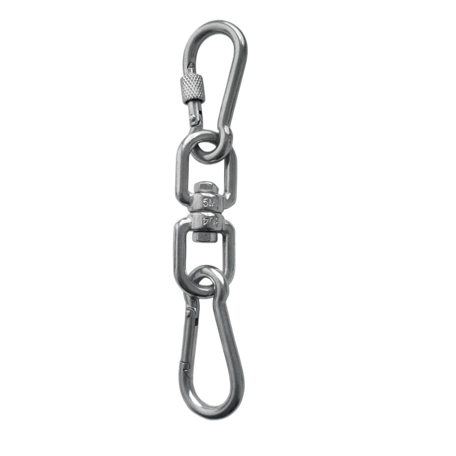 Gancho de ojo giratorio de doble extremo de acero inoxidable 304 y mosquetón de seguridad gancho de resorte conector de anillo de grillete giratorio Juego de 3(M8)