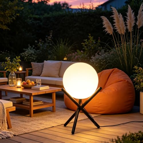 Image of Lightdot 11.8-in Globe Floor Lamp 10W Frosted Shade Tripod Base Decor Light