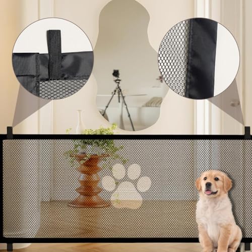 Treppenschutzgitter Hund, Türschutzgitter Baby, Kinderschutzgitter, Treppenschutzgitter & Türschutzgitter Ohne Bohren für Babys, Hunde & Katzen, 180 * 78CM, Schwarz