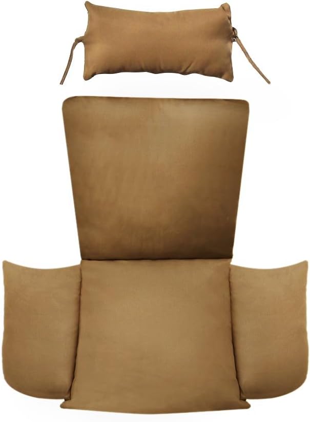 Hanging Basket Chair Cushion Replacement with Head Pillow by, Removable Cover, with Attached ties (Coffee)
