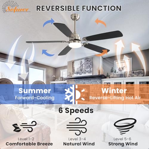 Ventilateur de plafond avec lampe LED 132 cm Sofucor avec télécommande - 3
