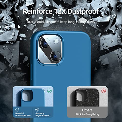 Dssairo [5 In 1 Designed For Iphone 13 Case, With 2 Pack Screen Protector + 2 Pack Camera Lens Protector, Liquid Silicone Ultra Slim Shockproof Protective Phone Case [Microfiber Lining] 6.1 (Blue) #TOP3