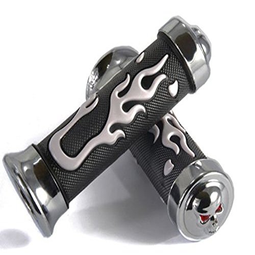 Amazon | Szmsmy ガイコツ バイク グリップ 25mm メッキ 左右セット 
