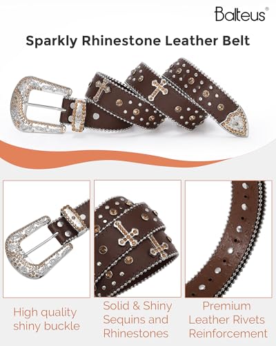Image of Sparkly Rhinestone Diamond Sequin Studded Belt for Men & Women - Western Cowgirl Cowboy Style