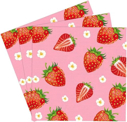Serviettes fraise jetables pour anniversaire enfant et baby shower